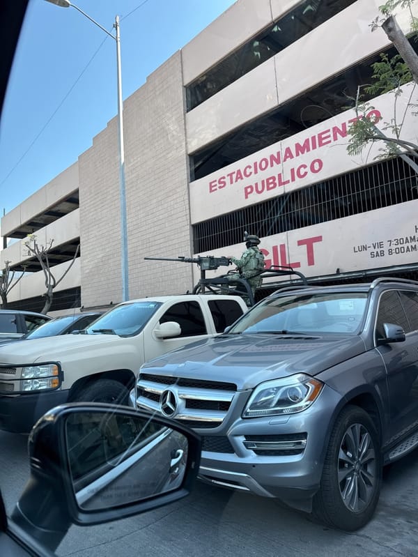 Person spotted on truck roof near Tijuana parking garage