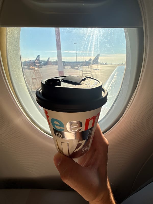 Coffee and passenger moments during flight in Khimki