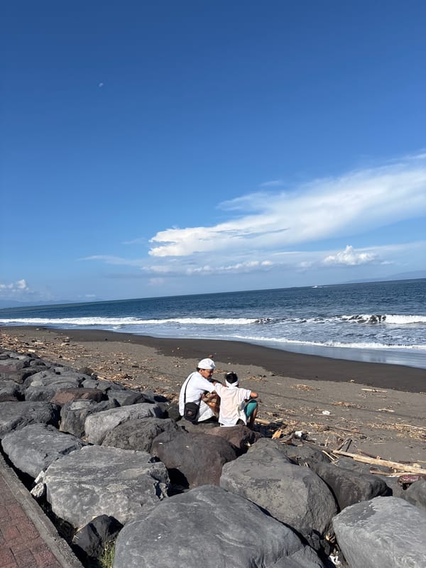 Morning scenes documented on Denpasar beach and urban infrastructure