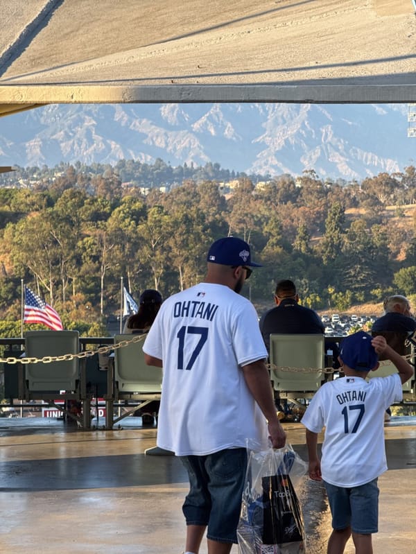 Father and son in Ohtani jerseys spotted at Dodger Stadium