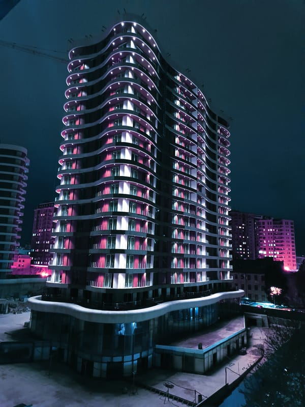 Baku witnesses capture illuminated architecture, indoor toy collection