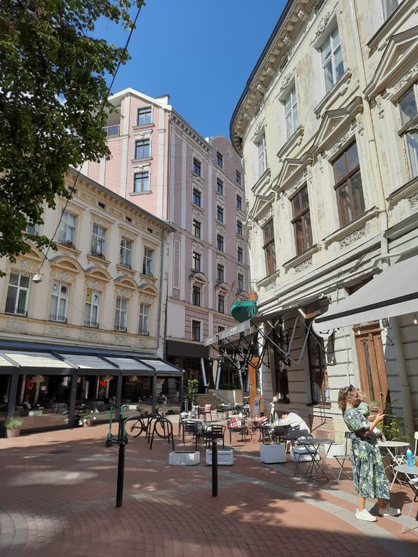 Lviv's old city streets and architecture on a summer afternoon
