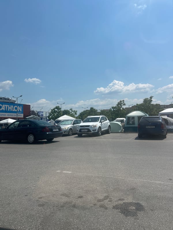 Errands at a Plovdiv retail strip, Lidl and Decathlon
