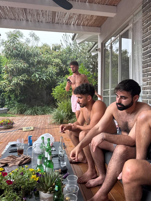 Friends gather on outdoor patios in Hod HaSharon