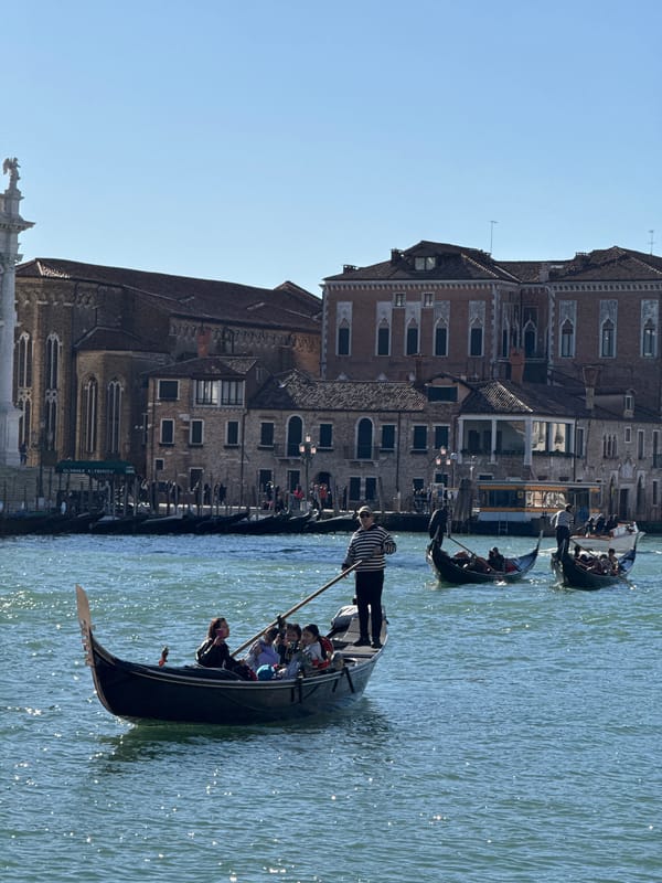 Tourist activity documented along Venice's Grand Canal during afternoon hours
