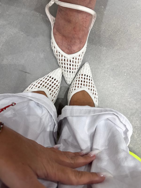 White mesh pointed-toe flats spotted in southern Ukraine