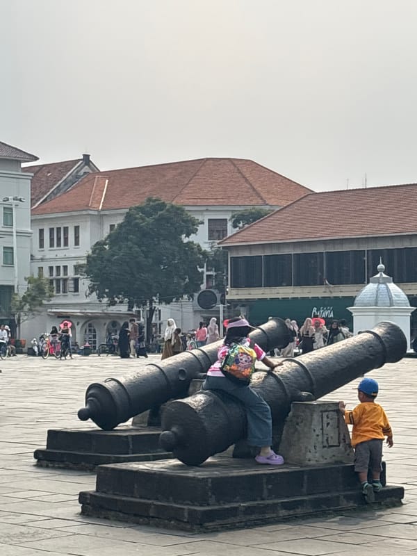 Kota Tua's Fatahillah Square on a busy morning