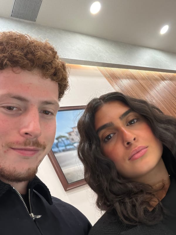 Two people take indoor selfie in New York
