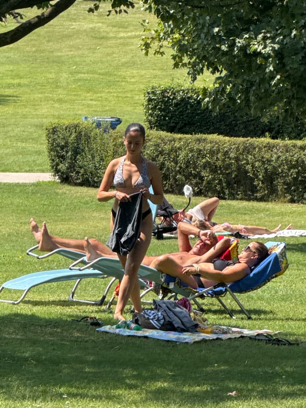Lazy summer afternoon at Hainburg's outdoor pool and park