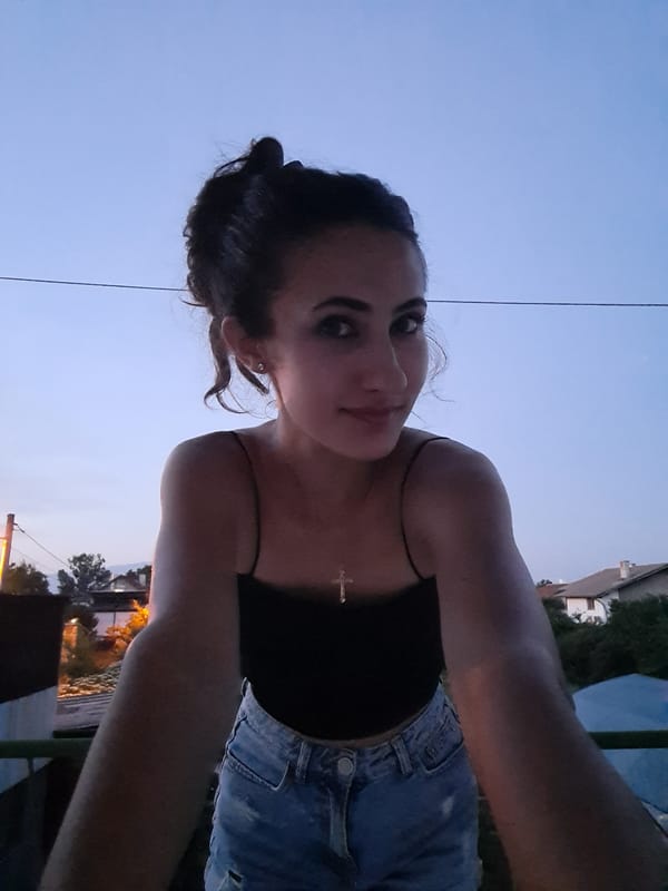 Balcony selfie session at dusk in Chepintsi, Bulgaria