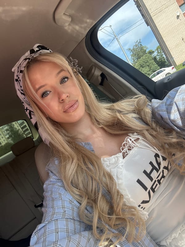 Passenger seat moment in Saint Petersburg with lavender hair detail