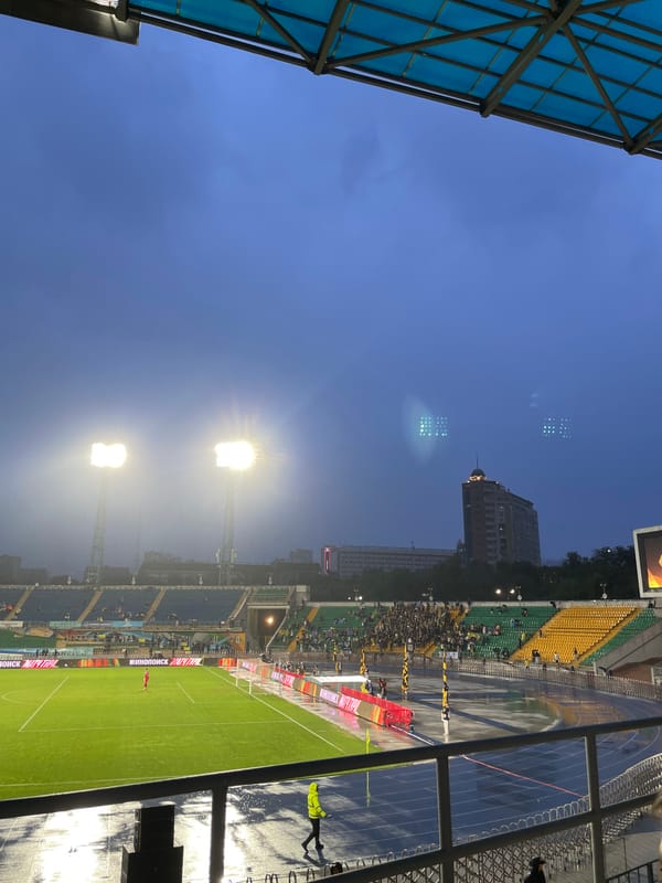 Night football match lights up Almaty stadium
