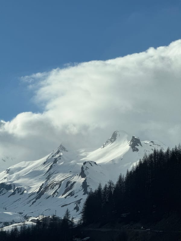 Snow-covered mountains viewed in Le Monêtier-les-Bains, France