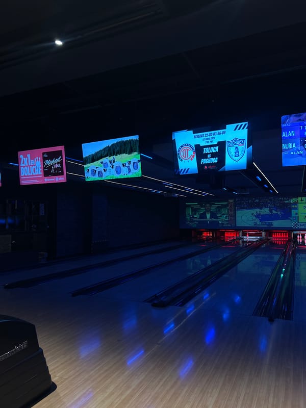 Late night bowling alley documented in Puebla, Mexico