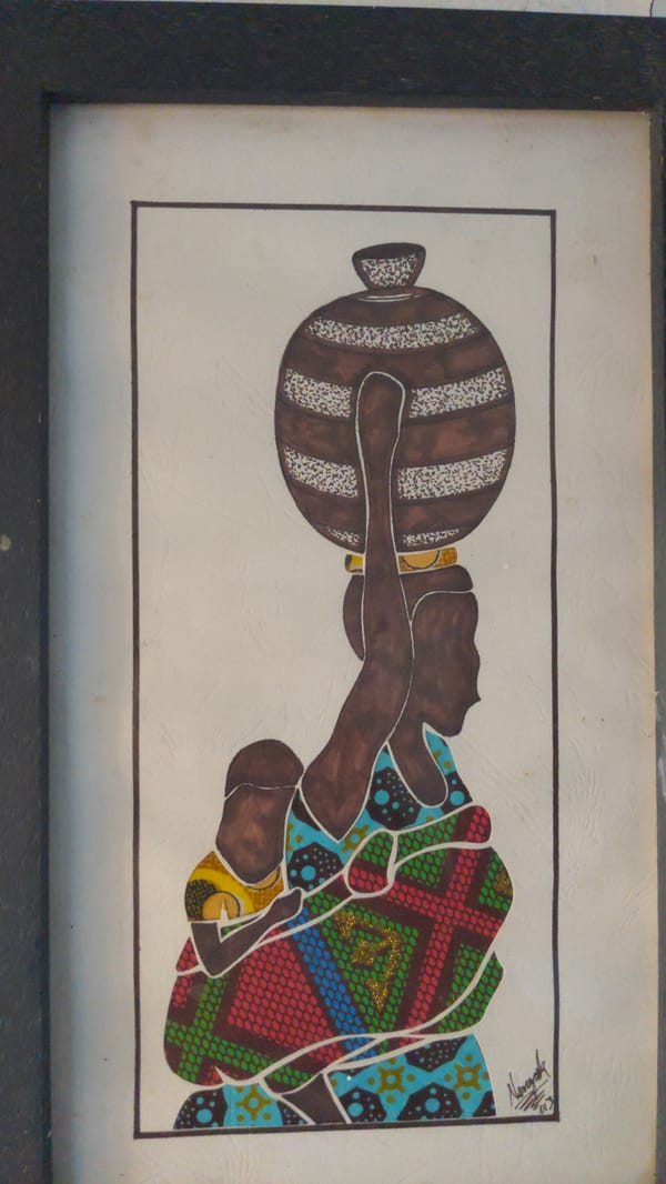 African artwork featuring traditional figures spotted across Nigerian locations