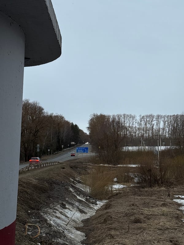 Early morning documentation of roadside infrastructure in Rusalevka, Russia