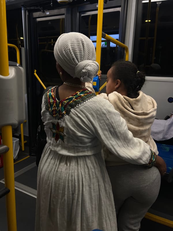 Woman and child travel by bus in Kiryat Yam