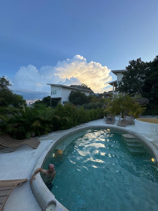 Resort pool afternoon under dramatic skies, Koh Phangan