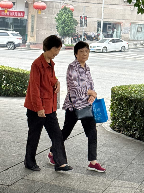 Morning life in Jiangjin: Tai Chi, sidewalk strolls, and a river monitoring boat