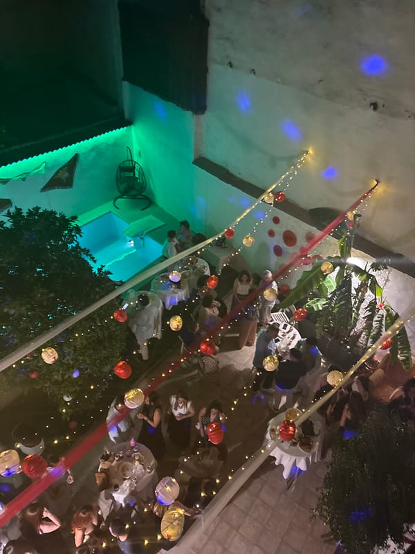 Evening celebration with fireworks held in Córdoba courtyard