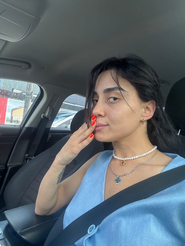 Car selfie session during Tbilisi traffic, midday June 2026