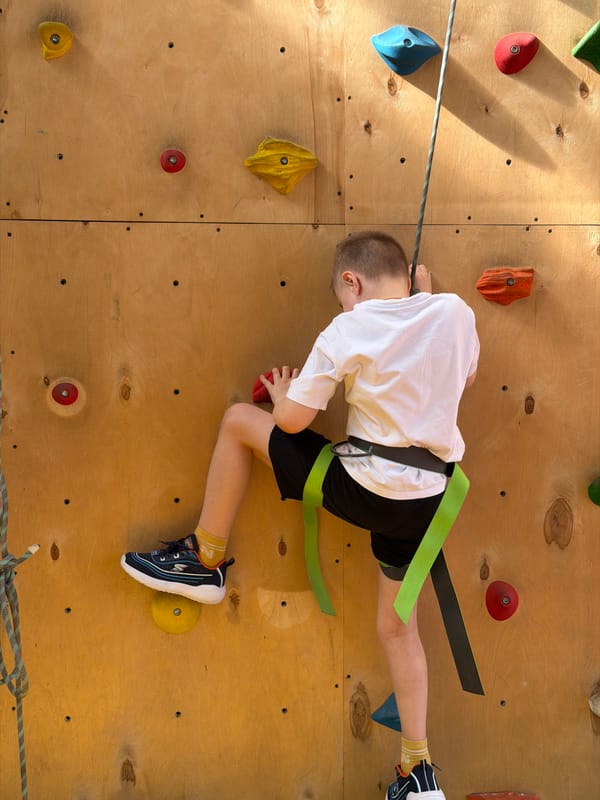 Children indoor rock climbing in Izhevsk, Russia