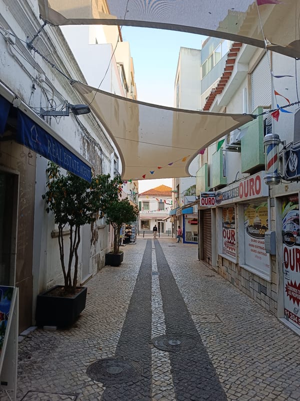 Evening life documented in Portuguese coastal town of Portimão