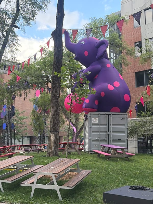 Outdoor event setup underway near St. Joseph's Oratory, Montreal
