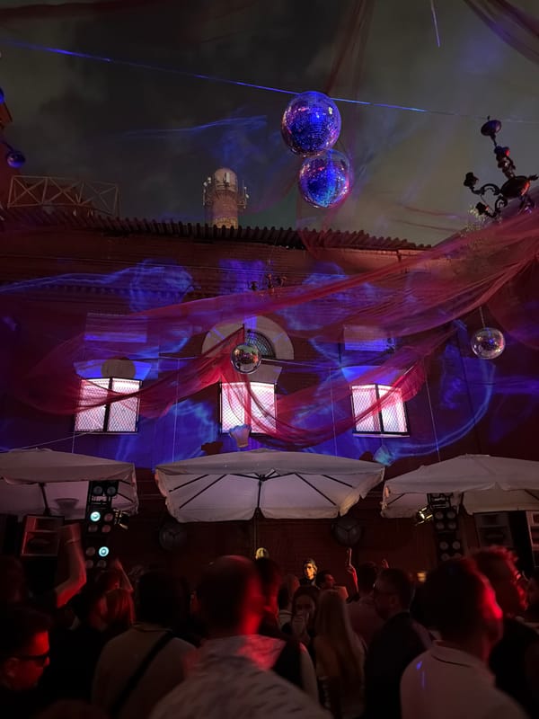 DJ performs at decorated venue in Moscow
