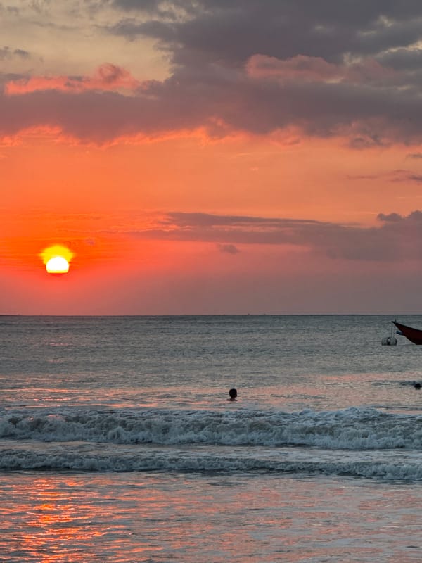 Sunset beach scenes documented across Kuta Selatan coastline