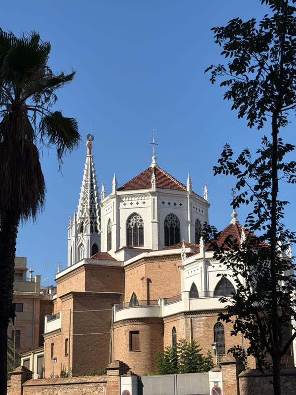 Gothic church spire detailed from multiple angles on a clear day