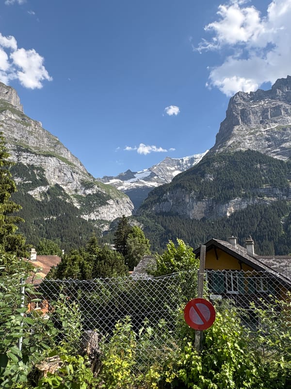 Street and mountain views across Grindelwald village
