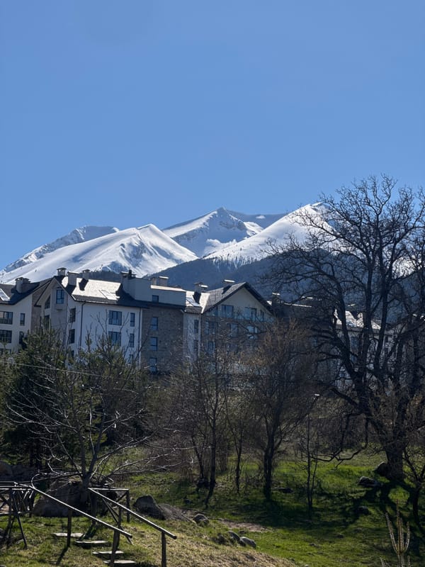 Bansko mountain resort documented in midday photographs