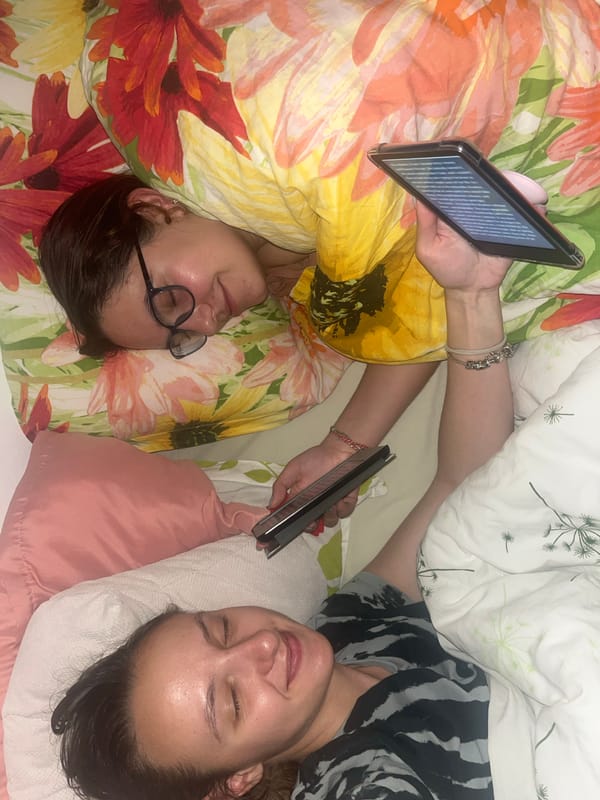 Two women share quiet morning moments in Saarbrücken home