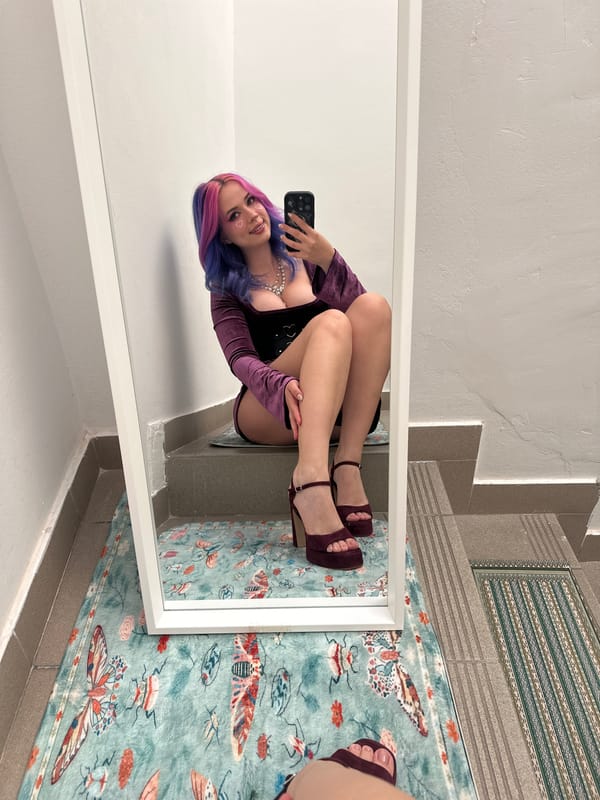Woman documents getting ready with colorful hair in Zagreb