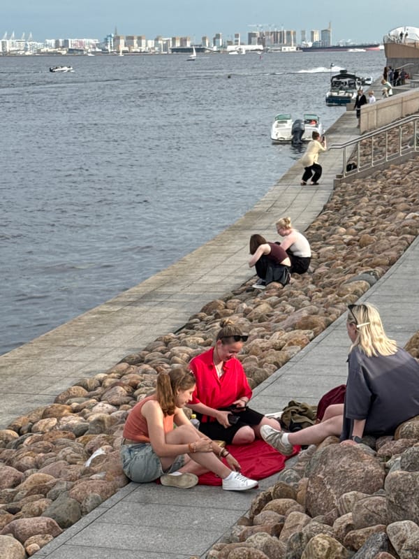 Sunny afternoon along Saint Petersburg's waterfront embankment