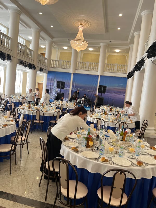 Formal banquet preparation underway in Votkinsk event hall