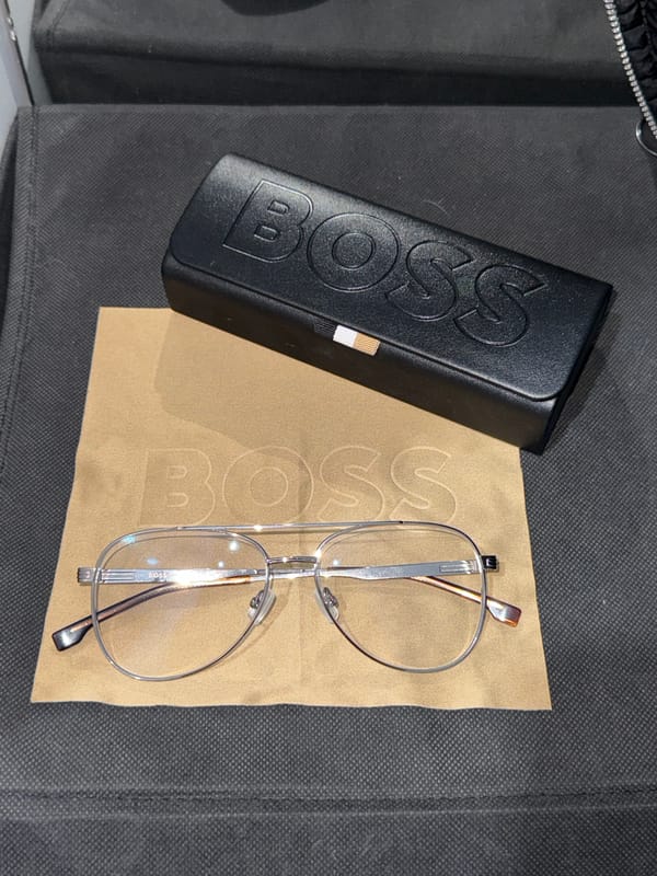 Man documents new Hugo Boss glasses purchase in Bulgaria