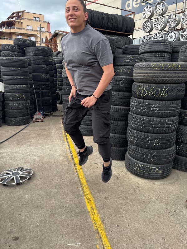 Tire shop activity documented in Sofia, Bulgaria
