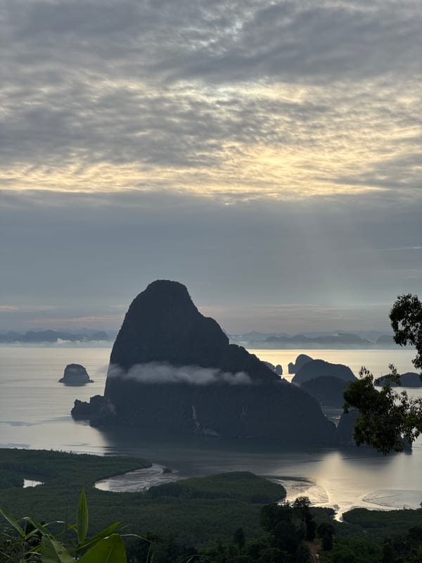 Dawn seascape selfie moment at Ban Hin Rom, Thailand