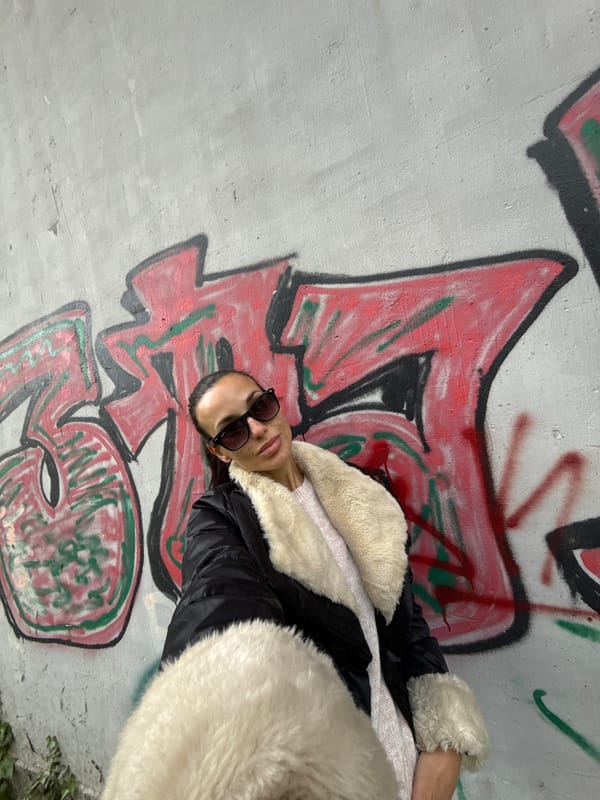 Woman photographed in casual morning scenes around Pleven, Bulgaria