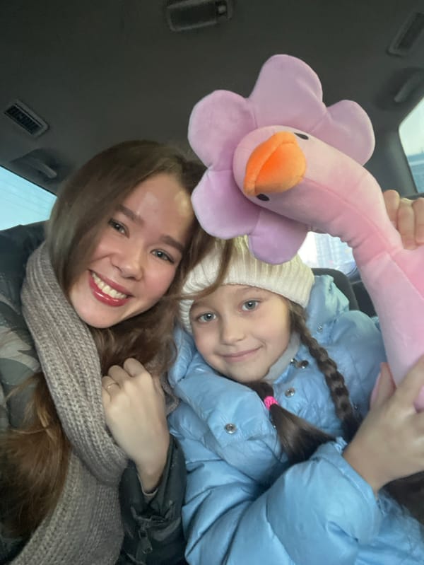 Woman and child spend winter day together in Krasnoyarsk