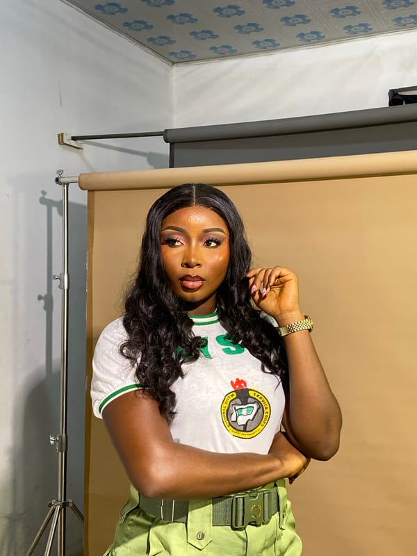 NYSC uniform photo studio session in Gura Top, Nigeria