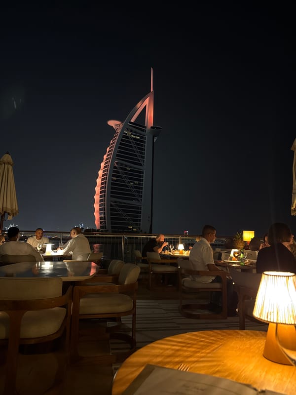 Dubai diners enjoy illuminated Burj Al Arab views Sunday evening