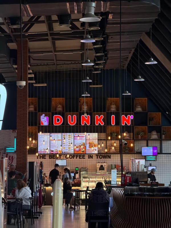 Morning scene captured at Dunkin' restaurant in Argveta, Georgia