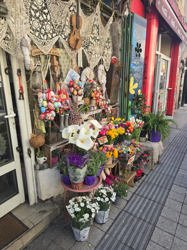 Morning street observations document central Sofia landmarks and storefronts