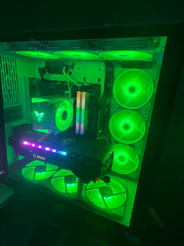 RGB gaming setup tour with keyboards, components, and night scenes