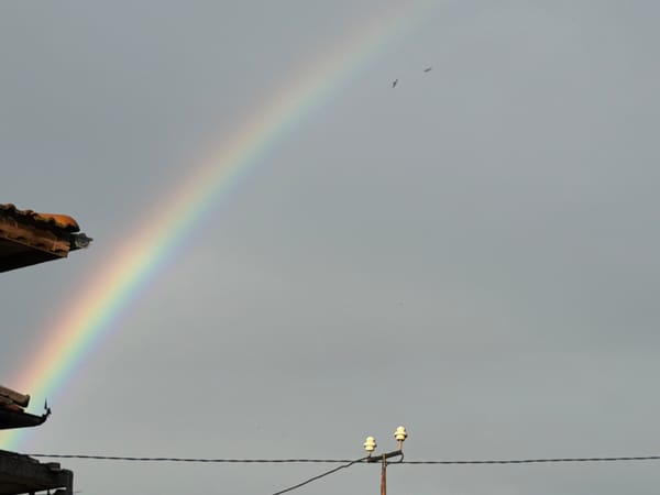 Rainbow appears over Burgas residential area after rain
