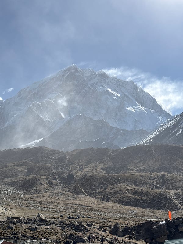 Mountain scenery documented near Khumjung, Nepal early morning
