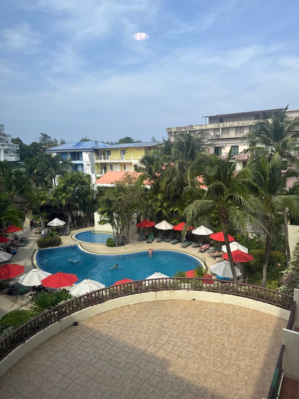 Early morning scenes captured at Patong resort pool area